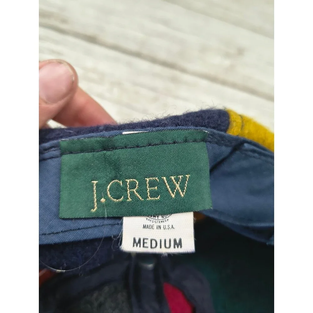 Vintage J. Crew Fitted Baseball Cap Multicolor Boiled Wool Made in USA EUC